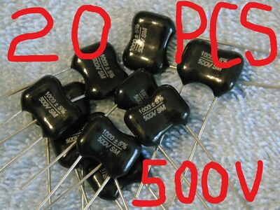 20Pcs TWENTY 1000pf 500V 5% Silver Mica Capacitors 1.0nF 1nF 0.001uF 102 caps