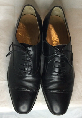 Mens Salvator Ferragamo Cap Toe Leather Oxfords, sz 7.5 Salvatore Ferragamo Cap Toe Mens Oxford Black Leather Dress  main image 4