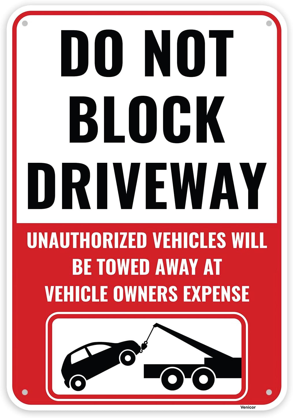 1PC Sign 13 x 9 Inches - Aluminum - No Parking Dont Do Not Block Driveway