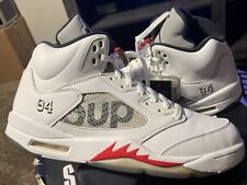 Supreme x Air Jordan 5 Retro White for Sale | Authenticity Supreme x Air Jordan 5 Retro White for Sale | Authenticity