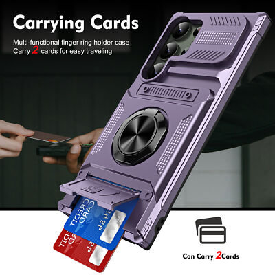 Magnetic Car Mount w/ Credit Card Slot Case for Samsung S25 Ultra/S24 FE/S25+