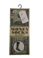 MONEY MONEY MONEY Novelty Crew Socks 1 Pair One Size New In Gift Box
