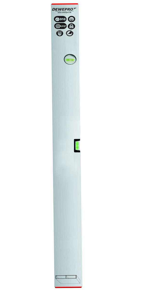 DEWEPRO Aluminium Richtlatte 150 cm – Setzlatte Abziehlatte Putzlatte mit 2 Horizontallibellen – Estrich Richtscheit mit Wasserwaage für präzises Nivellieren und Glätten