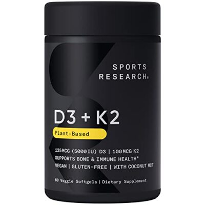 Sports Research Vitamin D3 + K2 mit 5000iu pflanzlichem D3 & 100mcg Vitami