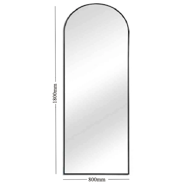 Large Full Size80x180cm Arched Black Mirror Aluminium Wall Floor Bathroom Makeup - image 3 of 4