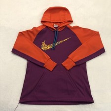 Nike Therma-Fit Swoosh Logo Just Do It Purple Orange Hoodie Sweatshirt Womens M