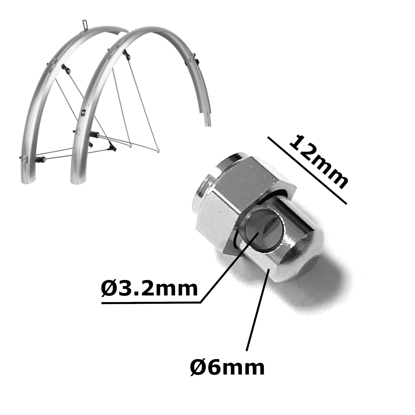 Bike adjustable mudguard fender M6 cable barrel clamp compatible with