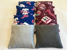 PHILADELPHIA PHILLIES CORNHOLE BEAN BAGS SET OF 8 STICK AND SLICK / ALL WEATHER
