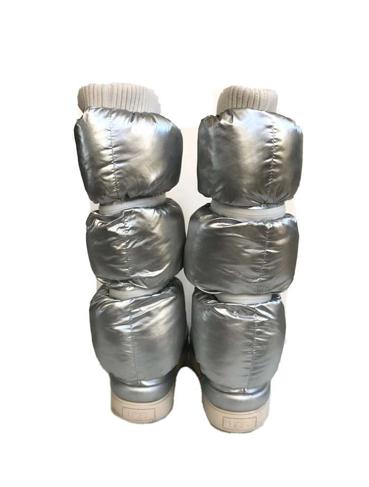 UGG CLASSIC MAXI ULTRA TALL SILVER PULL ON PUFF ZIPPER BOOTS US 7 / EU 38 / UK 5 - Image 4 of 4