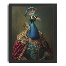 Oil Style Peacock Wall Art Print Vintage Peacock Portrait Home Decor Lounge Art