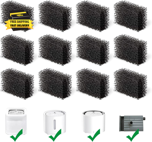 12 Pack Cat Water Fountain Sponge Filters, Replacement Foam Filters for 67Oz/2L