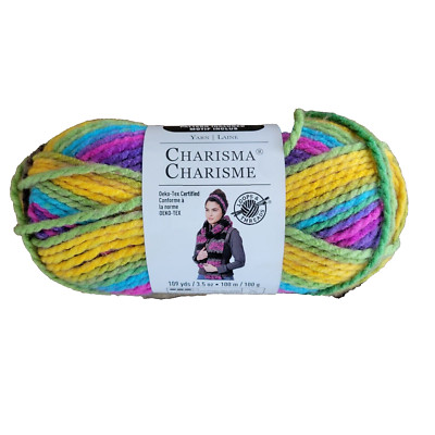 Loops & Threads Charisma Charisme Yarn PASSION (1 SKEIN), Yellow Green Pink Blue