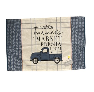 True Living Placemat Farmer's Market Fresh & Local Blue Pickup Farmhouse Style