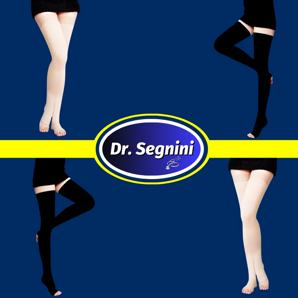 COMPRESSION STOCKINGS 10-20 mmHg THIGH HIGH OPEN TOE SOCKS VARICOSE VEIN J9302- - Image 3 of 4