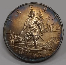 1992-D Columbus Commemorative UNC Clad Half Dollar - Coin ONLY w/Toning