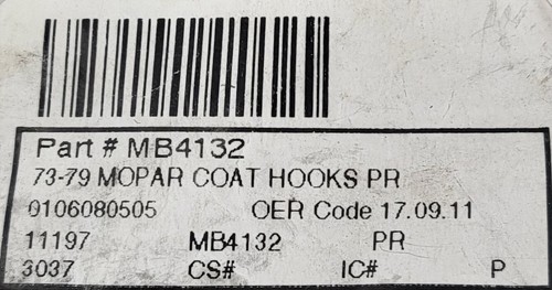 1973-79 Mopar Coat Hangar Hooks Pair NOS OER Mopar Approved - Bild 2 von 3