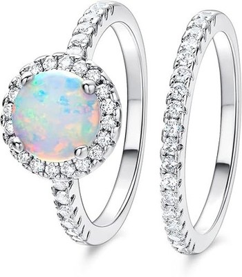 Anillo De Compromiso De Boda Chapado En Oro Blanco De 18 Quilates Para Mujer NEW