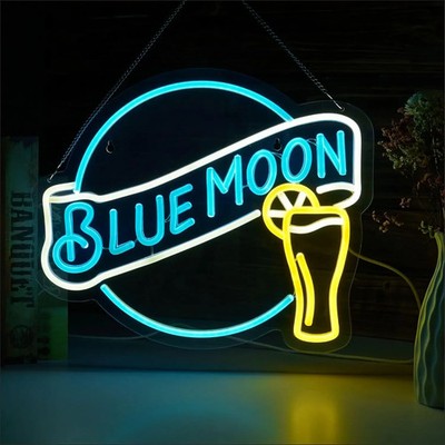 Blue Moon Leuchtreklame für Wanddeko Blue Moon Bier dimmbar beleuchtet Bar Schilder fo