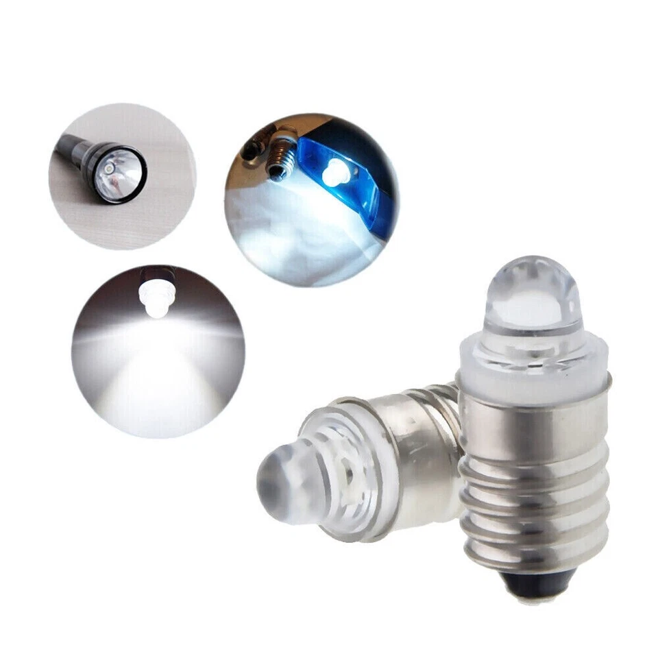 E10 LED Bulb DC 3V Warm/White Screw Lamp Replacement For Torch Flashlight Light - Image 3 of 4