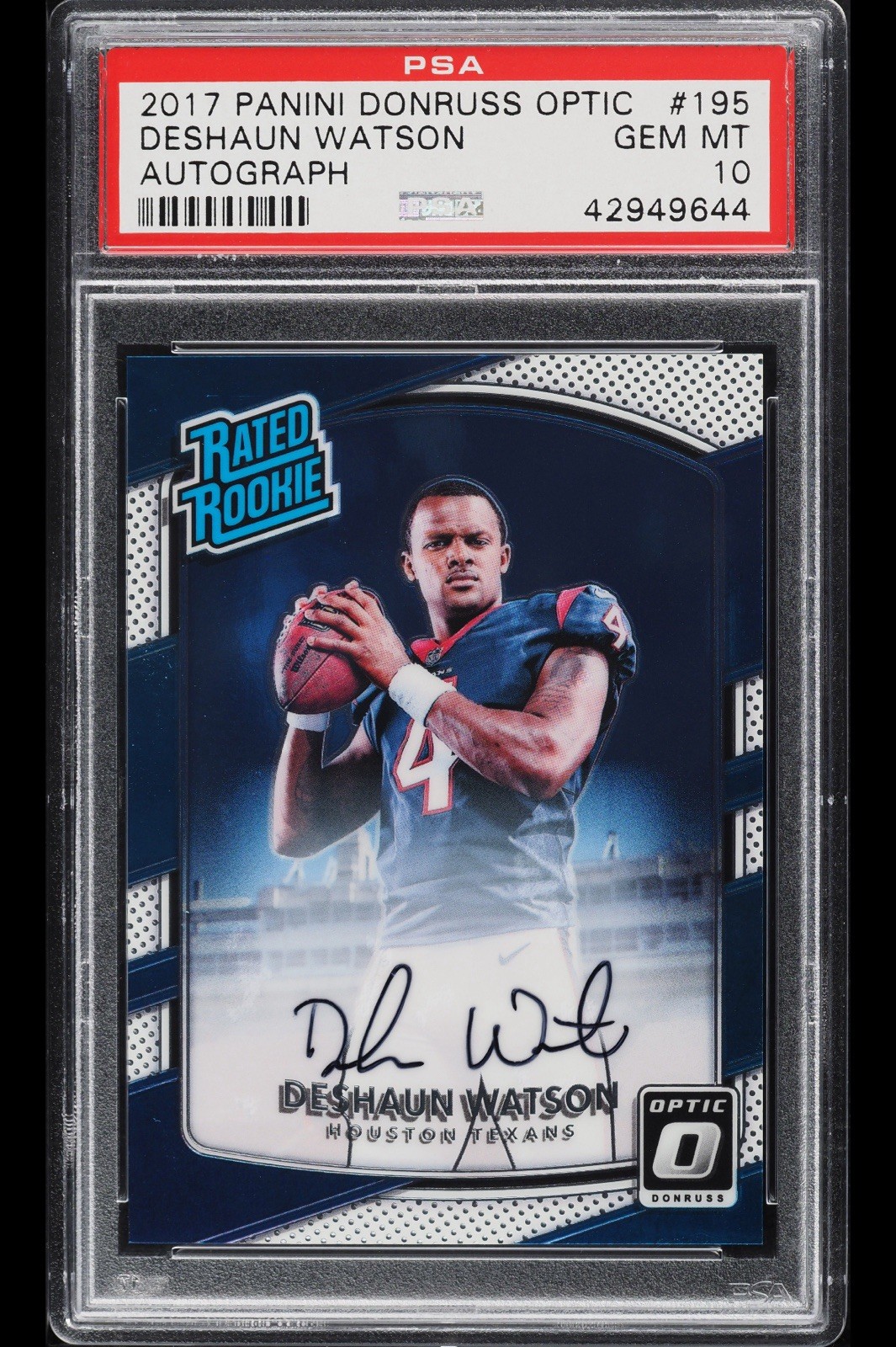 2017 Donruss Optic - Rated Rookie Deshaun Watson #195 Autographs /150 (AU, RC)