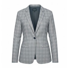 Banana Republic Women's Size 14 Long  Lean Gray Lilac Plaid One-Button Blazer