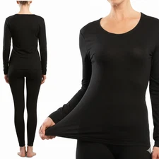 Women's Ultra Soft Lined Thermal Top & Bottom Base Layer Underwear Set