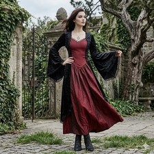 Vintage Y2K Eternal NYC Whimsigoth Velvet Corset Dark Red Black Maxi Dress