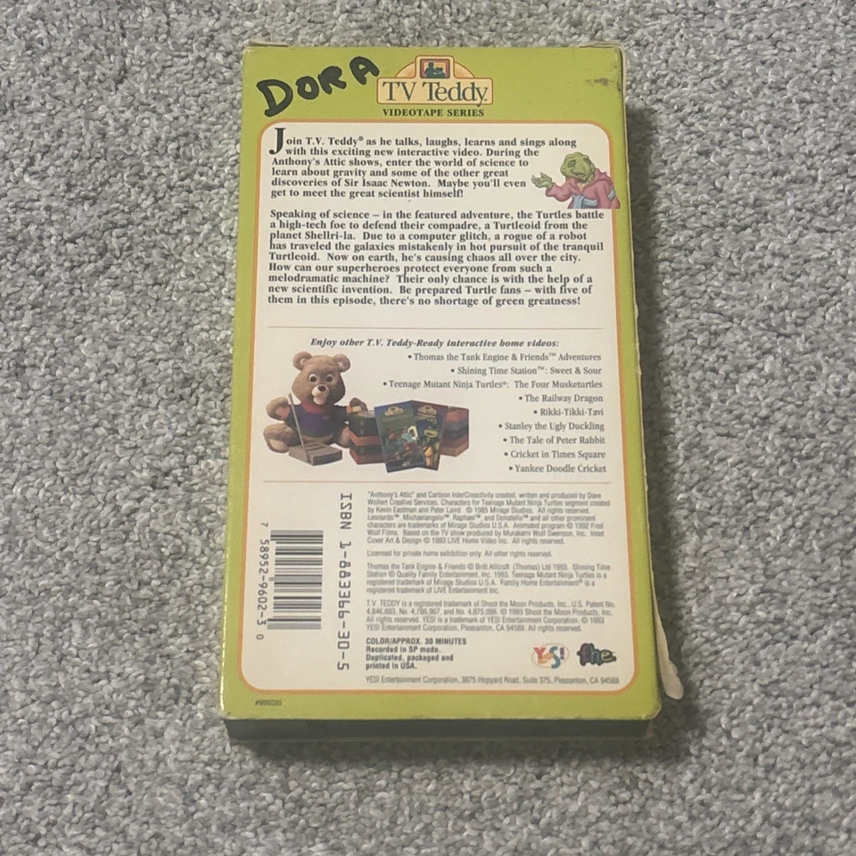 Vtg 1993 Teenage Mutant Ninja Turtles Return of the Turtleoid VHS Tape TV Teddy Foto 2 de 2