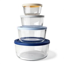 Runde Glasschalen 4er Set mit Deckel 230ml 450ml 950ml 1650ml
