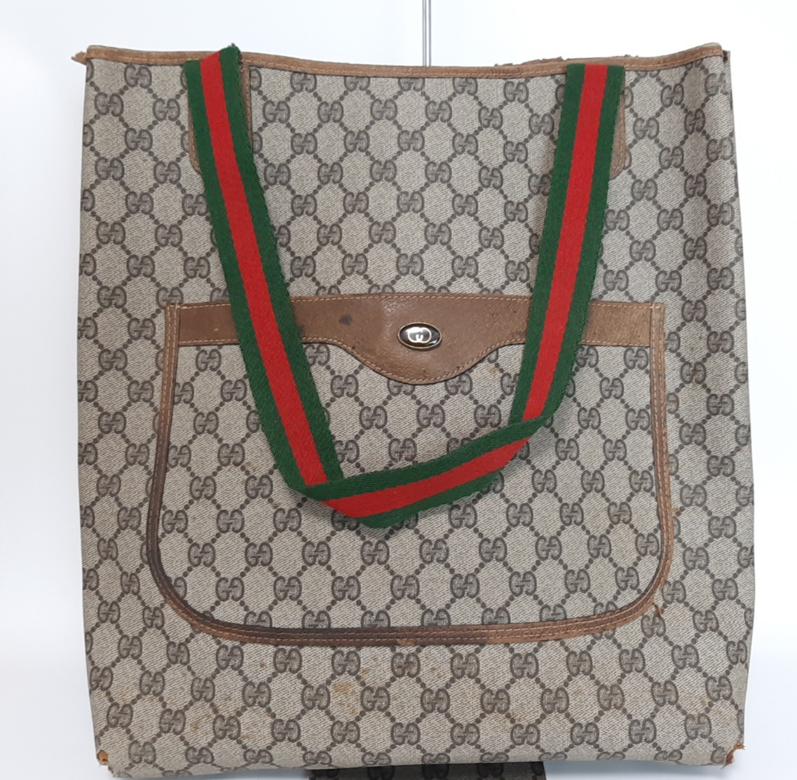 Gucci Sherry Line Tote Bag Shoulder Bag GG Pattern Brown PVC