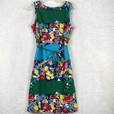 Talbots Womens 8 Preppy Multicolor Floral Sheath Dress Maximalism Easter 