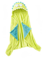 Kids Green Dinosaur Hooded Throw Blanket Plush Fleece Monster NEW