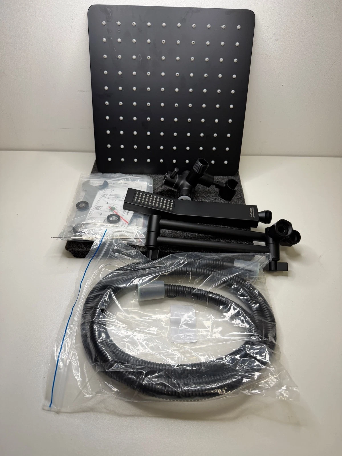 G-Promise 10 Inch Matte Black Rain Shower Head with Handheld Wand All Metal New