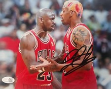 Dennis Rodman Signed METALLIC Photo 8x10  NWO Bulls Worm Autograph HOF JSA HOGAN