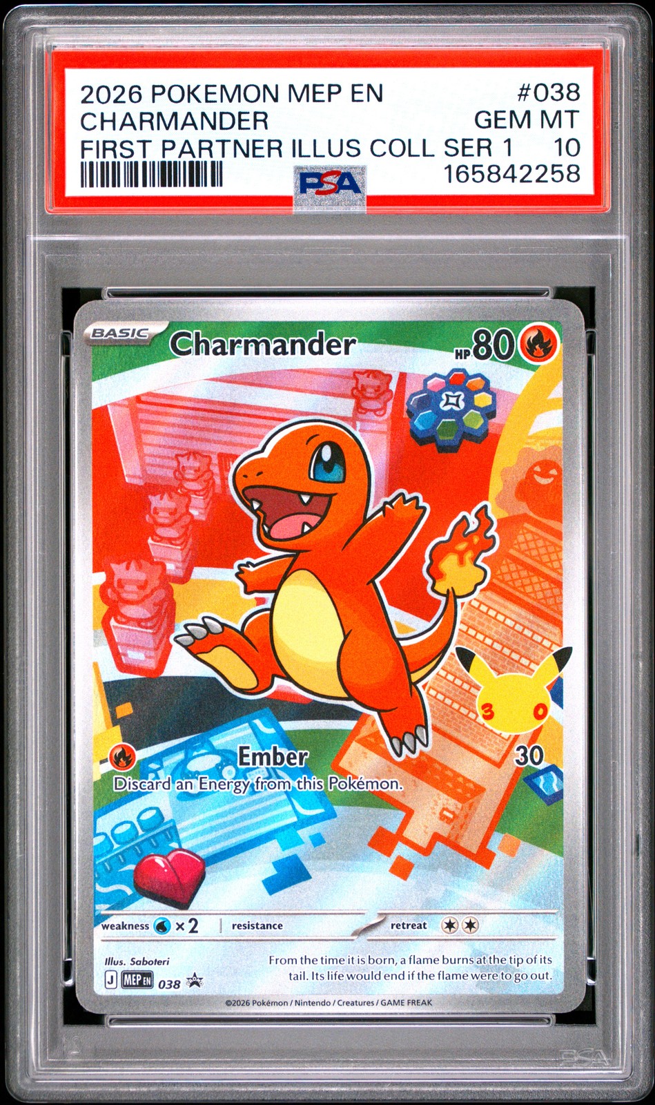2026 POKEMON MEP FIRST PARTNER ILLUSTRATION COLLECTION #038 CHARMANDER PSA 10