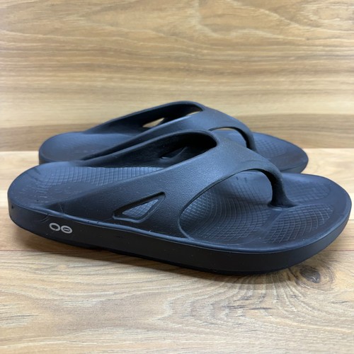 Oofos Ooahh Sport Flip Flops Mens 9 Black Recovery Sandals EU 42