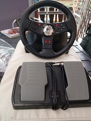 Logitech Formula Vibration Feedback Rennlenkrad mit Pedalen für PC, Schwarz/Grau
