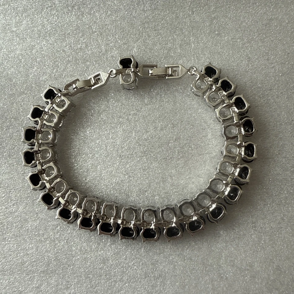 Pulsera GULICX Tono Plata Negro Circón Cristal Swarovski OS NUEVO Foto 3 de 4