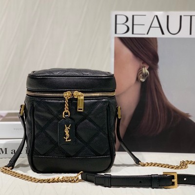 Saint Laurent Vanity Bag Mini Box Bag Flap Crossbody Black Leather [Duties Paid]