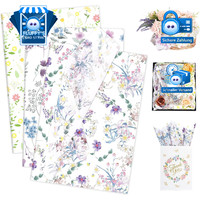 Seidenpapier Set Bunt 60 Blatt Blumen Muster 50X35Cm Verpackungsmaterial