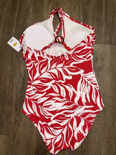 Apt. 9 Red White One Piece Swimsuit Petite Large - Picture 2 of 6