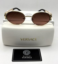 Luxurious Versace Rose Gold Body Brown Transparent Sunglasses With Pouch  Box