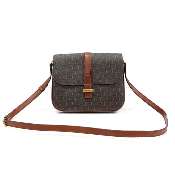 Borsa a tracolla Saint Laurent marrone monogramma tela e pelle marrone