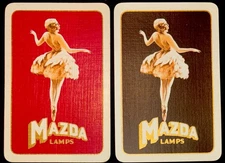 AD186 Swap Playing Cards 2 VINTAGE Mazda Lamps Lady Ballerina