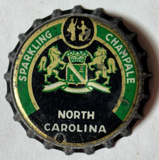 CHAMPALE NORTH CAROLINA TAX SEAL BEER BOTTLE CAP; TRENTON NJ; USED CORK