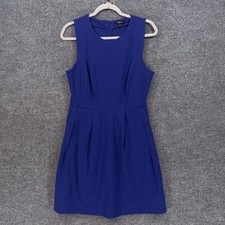 Madewell Dress Womens 8 Blue Sleeveless Pleated Pockets Mini Fit Flare Casual