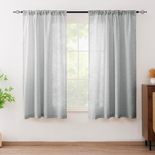 Linen Curtains for Living Room, Linen Blended Semi Sheer Light Filtering Curtain