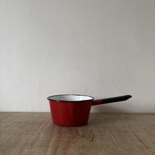 Vintage Rustic Style Poland Polish Enamel Milk Pan Red/Black Kitchenalia