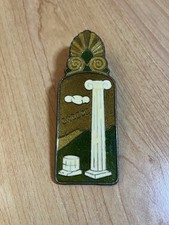 Trombone vintage en laiton émaillé cloisonné, motif paons grecs, coloré