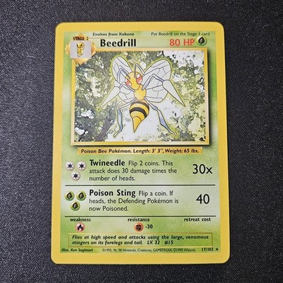 Pokemon Beedrill 17/102 Non-Holo Rare Base Set LP